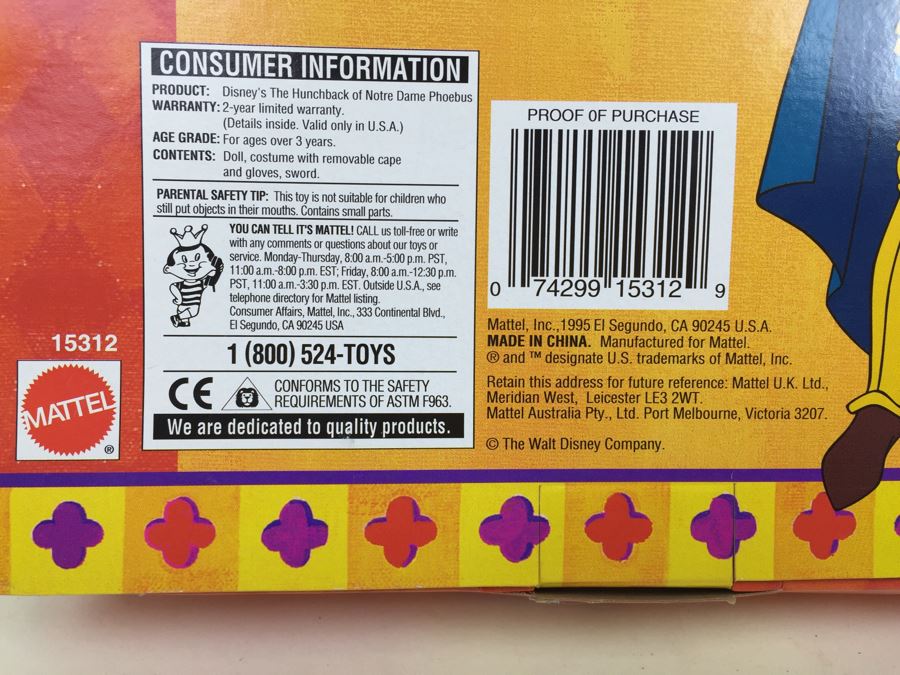 Disney's The Hunchback Of Notre Dame 'Phoebus' Action Figure Doll Mattel 15312 Vintage 1995 [Photo 11]