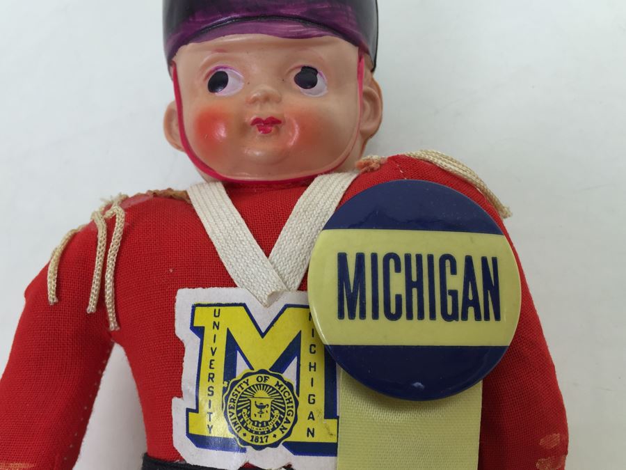Vintage University Of Michigan Band Football Doll Made In Japan [Photo 7]