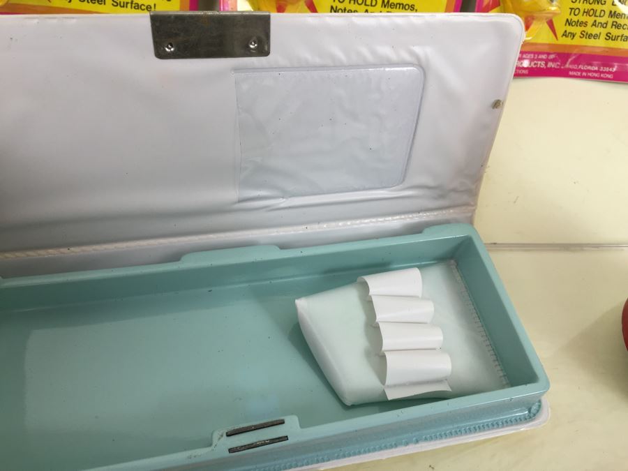 Walt Disney Lot Featuring Plasticine Mickey Mouse Molding Set By Colorforms New Old Stock (Vintage 1979), (6) Mickey Mouse Memo Magnets New On Card And Disney Pencil Case [Photo 17]