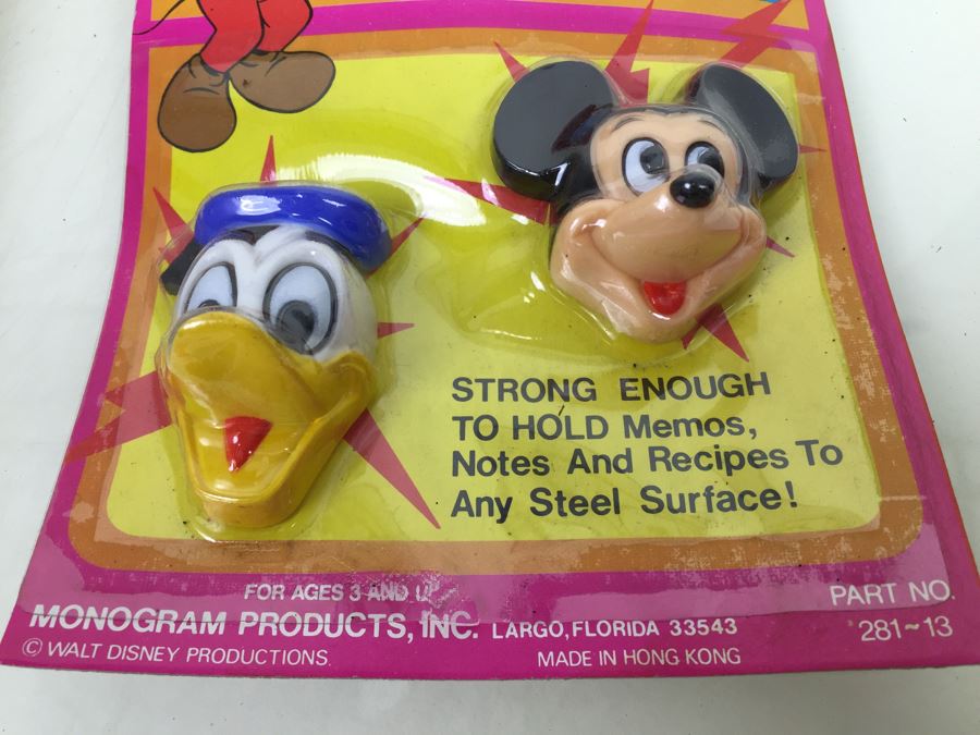 Walt Disney Lot Featuring Plasticine Mickey Mouse Molding Set By Colorforms New Old Stock (Vintage 1979), (6) Mickey Mouse Memo Magnets New On Card And Disney Pencil Case [Photo 13]