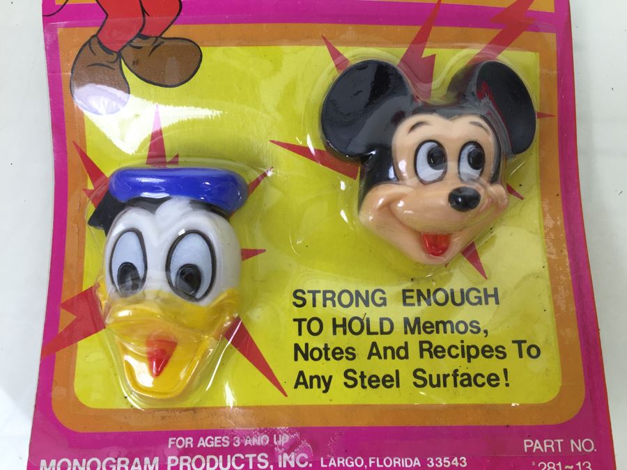 Walt Disney Lot Featuring Plasticine Mickey Mouse Molding Set By Colorforms New Old Stock (Vintage 1979), (6) Mickey Mouse Memo Magnets New On Card And Disney Pencil Case [Photo 12]