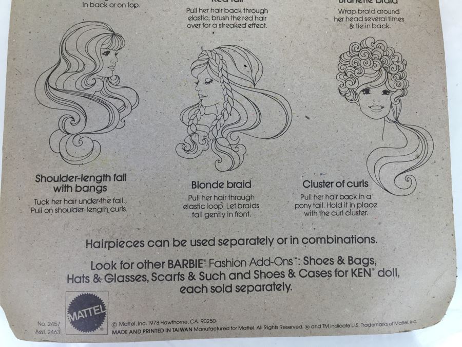 Barbie Fashion Add-Ons Hair Originals Mattel 2457 New On Card Vintage 1978 [Photo 10]