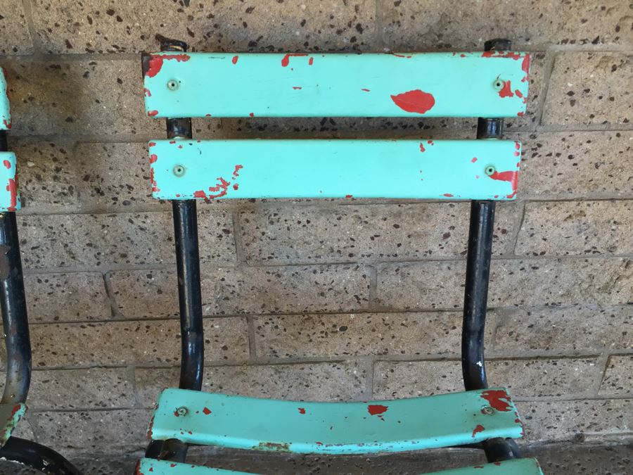 Set Of 4 Painted Metal Shabby Chic Distressed Chairs [Photo 9]