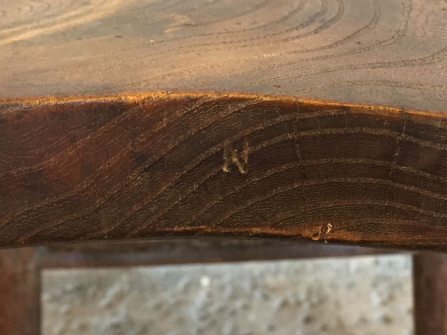 Antique Child's Wooden School Chair Marked M [Photo 9]