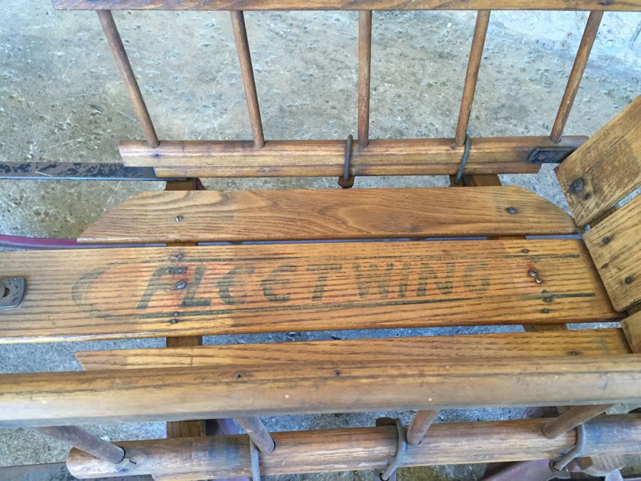 Vintage Child's FLEET WING Sled Rare With Railings By Auto-Wheel Coaster Co North Tonawanda, NY [Photo 3]