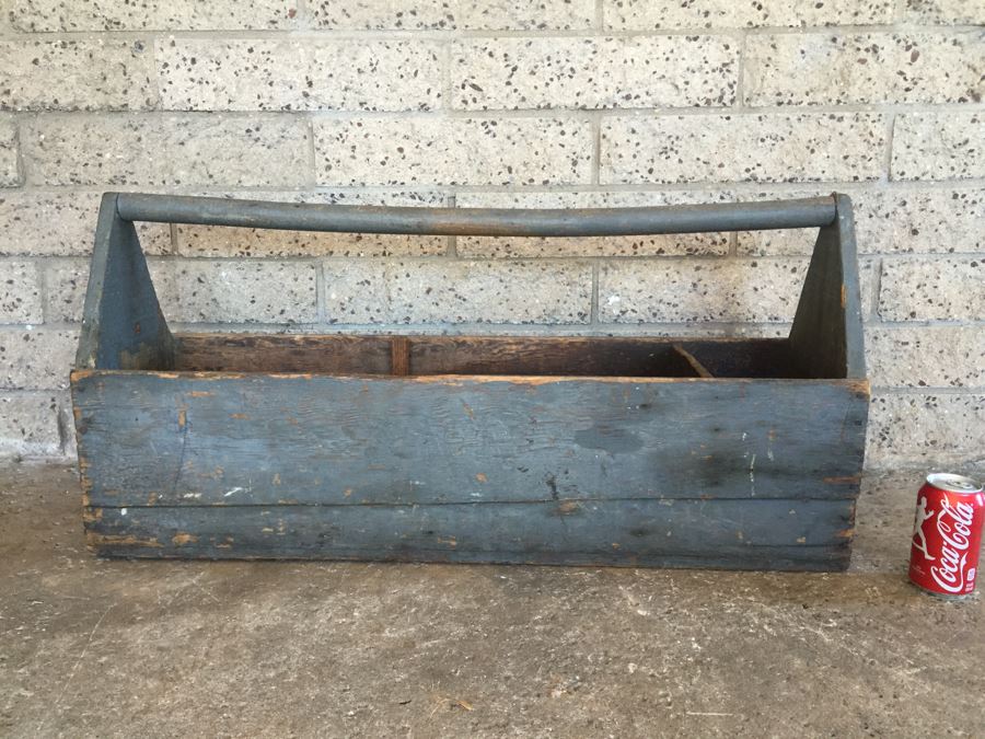 Long Vintage Wooden Tool Box