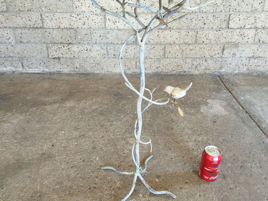 Nice Metal And Branch Table With Winding Tree Branch And Bird Motif [Photo 3]