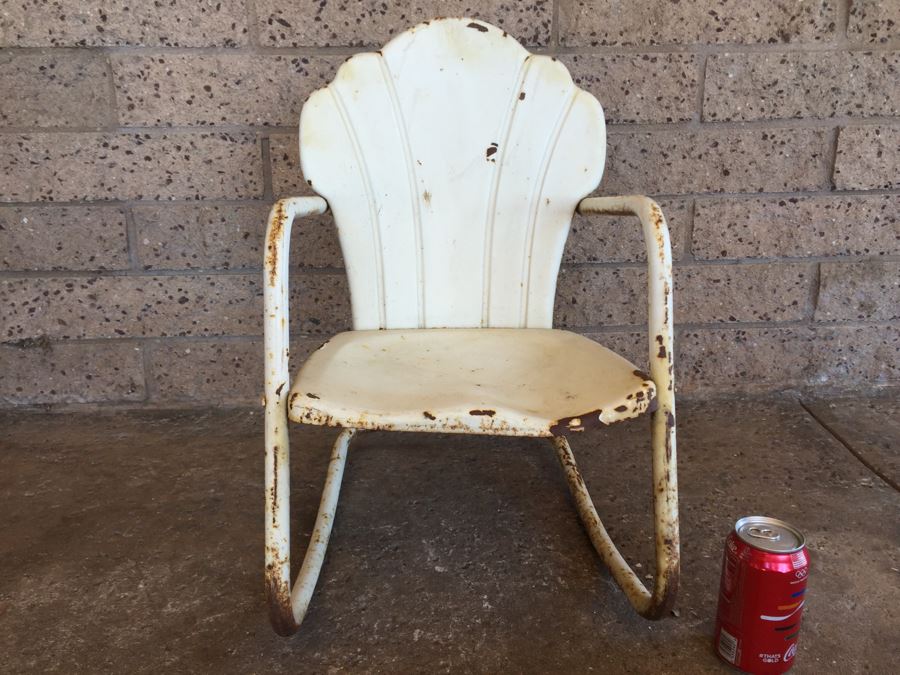 Vintage Child's Metal Shell Rocking Chair [Photo 1]