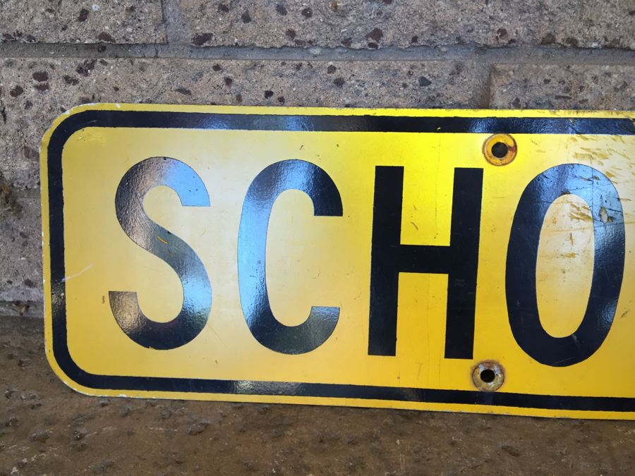 Vintage Yellow And Black 'SCHOOL' Sign [Photo 6]