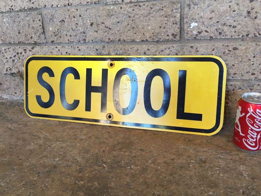 Vintage Yellow And Black 'SCHOOL' Sign [Photo 2]