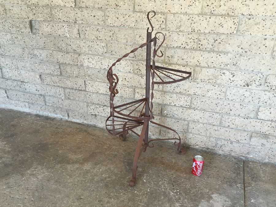 Vintage Wrought Iron Spiral Staircase Garden Plant Stand