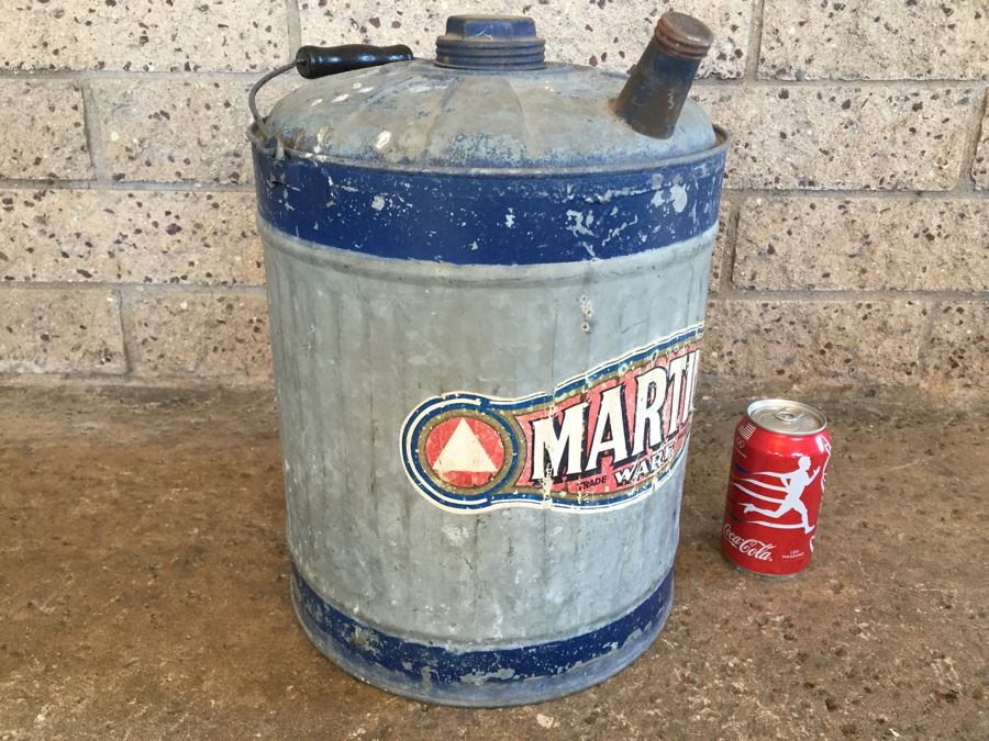 Old MARTIN WARE Galvanized Kerosene Gas Can [Photo 8]