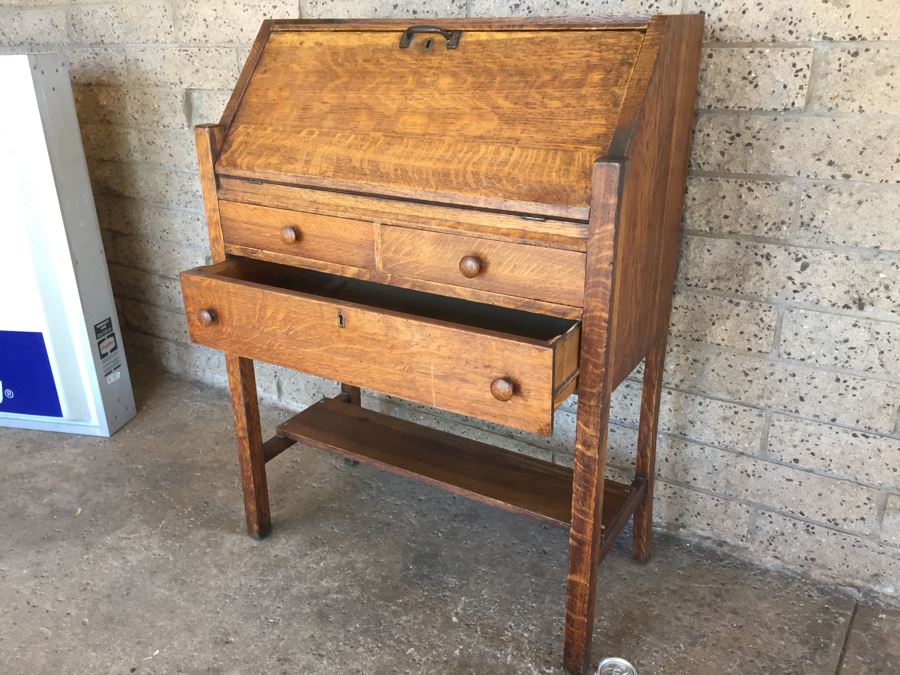 Antique Slant Top Desk Writing Desk [Photo 12]