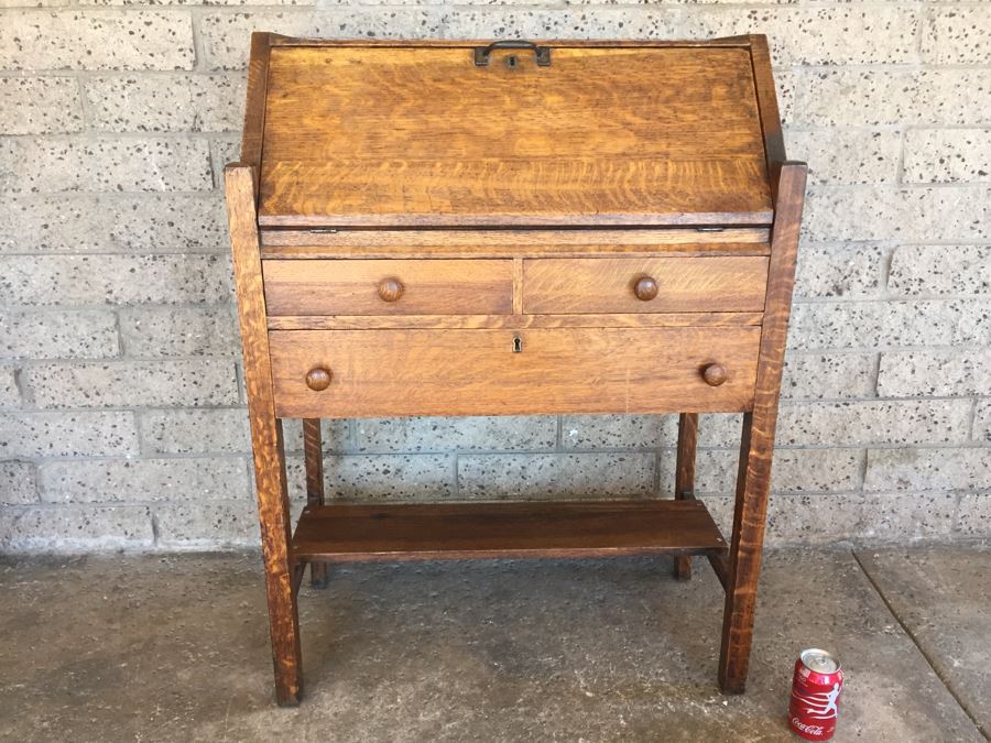 Antique Slant Top Desk Writing Desk [Photo 4]