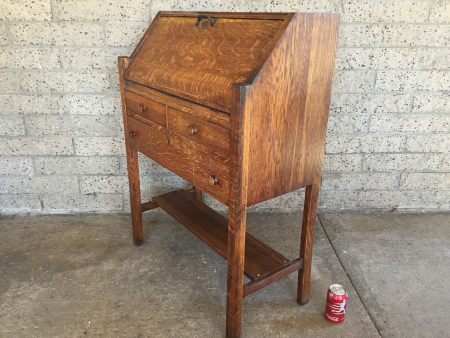 Antique Slant Top Desk Writing Desk [Photo 3]