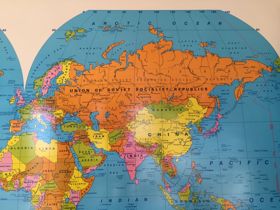 Vintage Econ-O-Line The World School Pull Down Map [Photo 6]