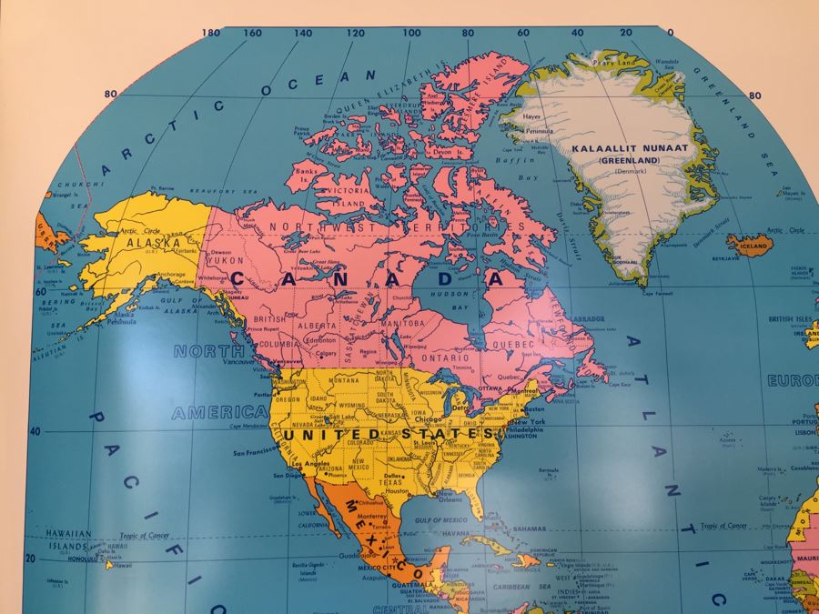 Vintage Econ-O-Line The World School Pull Down Map [Photo 4]