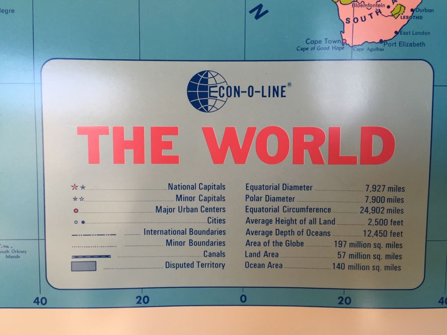 Vintage Econ-O-Line The World School Pull Down Map [Photo 3]