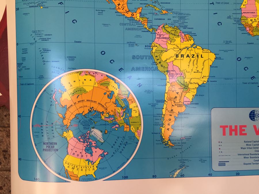 Vintage Econ-O-Line The World School Pull Down Map [Photo 5]