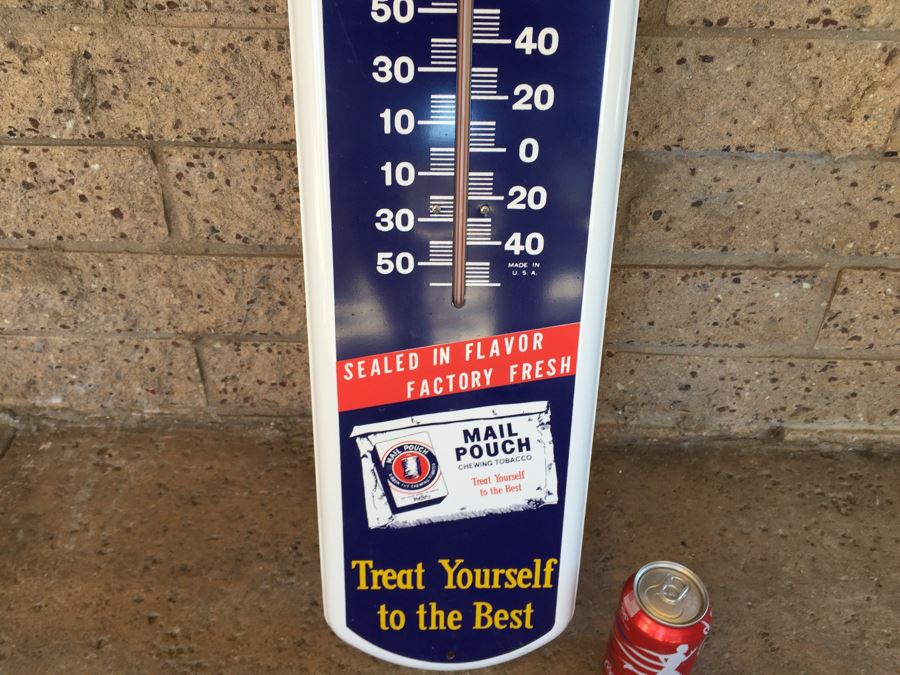 Reproduction Mail Pouch Chewing Tobacco 'Treat Yourself To The Best' Thermometer [Photo 6]