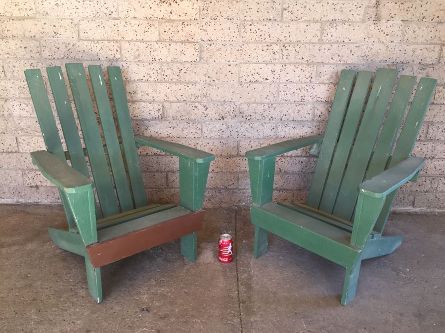 Pair Of Sturdy Green Adironack Chairs [Photo 7]