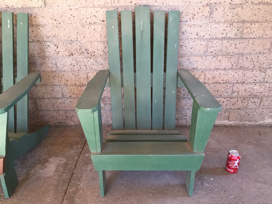 Pair Of Sturdy Green Adironack Chairs [Photo 6]