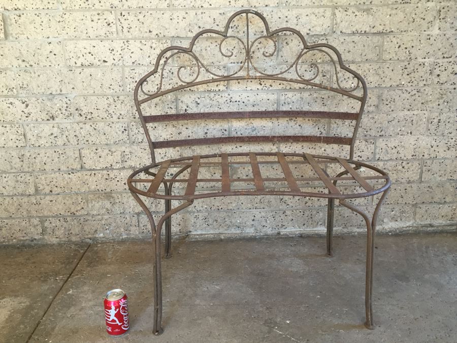 Vintage Wrought Iron Bench (Needs Cushion)