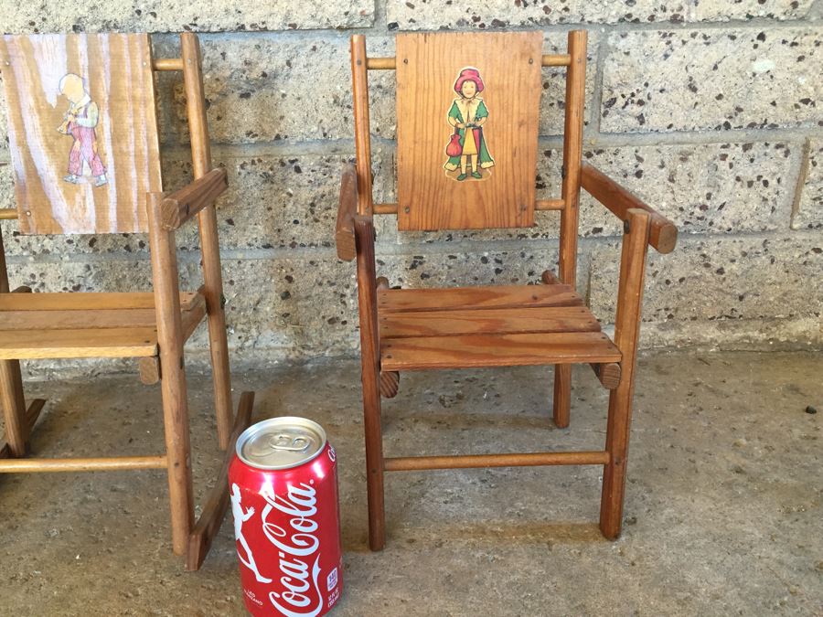 Vintage Wooden Doll Rocking Chair And Doll Chair [Photo 5]