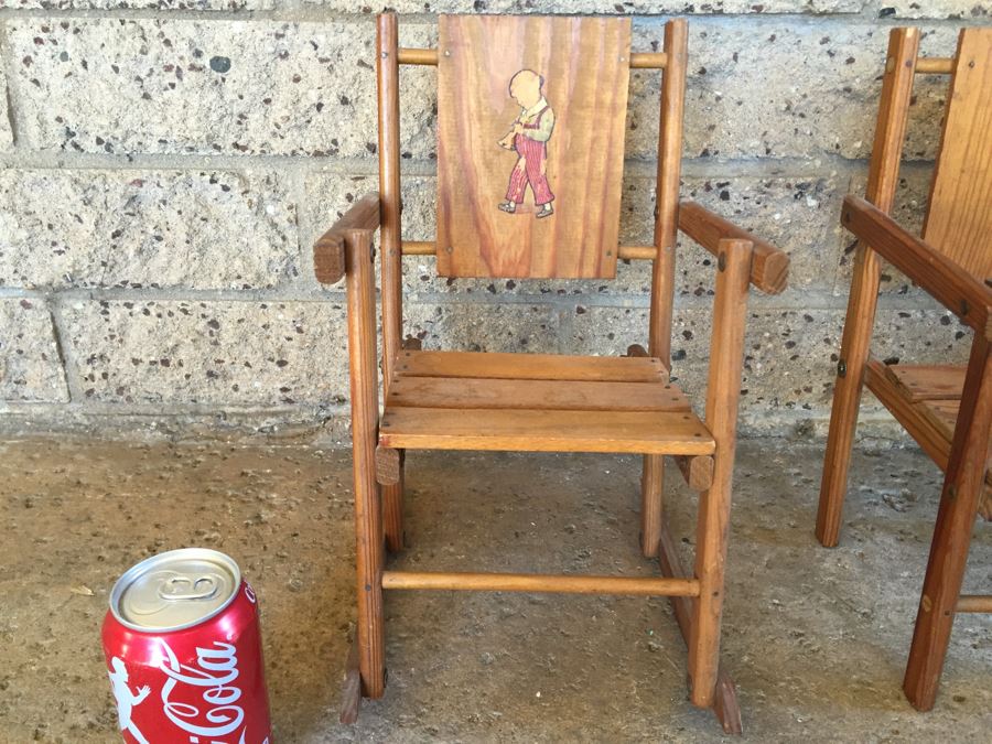 Vintage Wooden Doll Rocking Chair And Doll Chair [Photo 4]