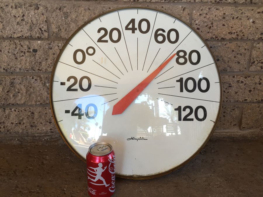 Large Round Vintage Thermometer By Airguide Instrument Company Chicago [Photo 4]