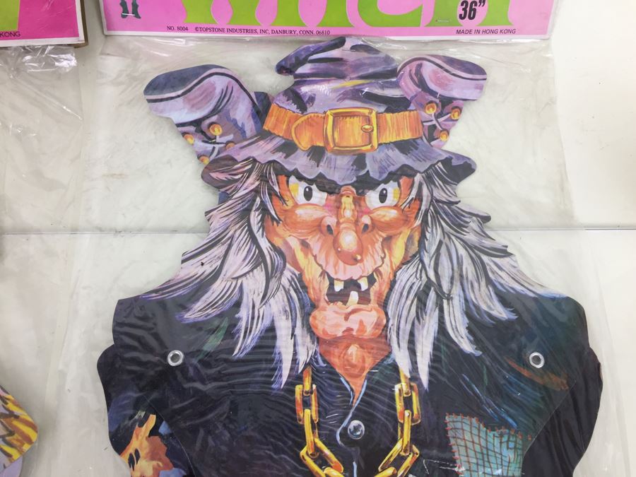 Vintage Comical Jointed Scarecrow And Weird Wicked Witch Halloween Decorations New In Packaging From Topstone [Photo 2]