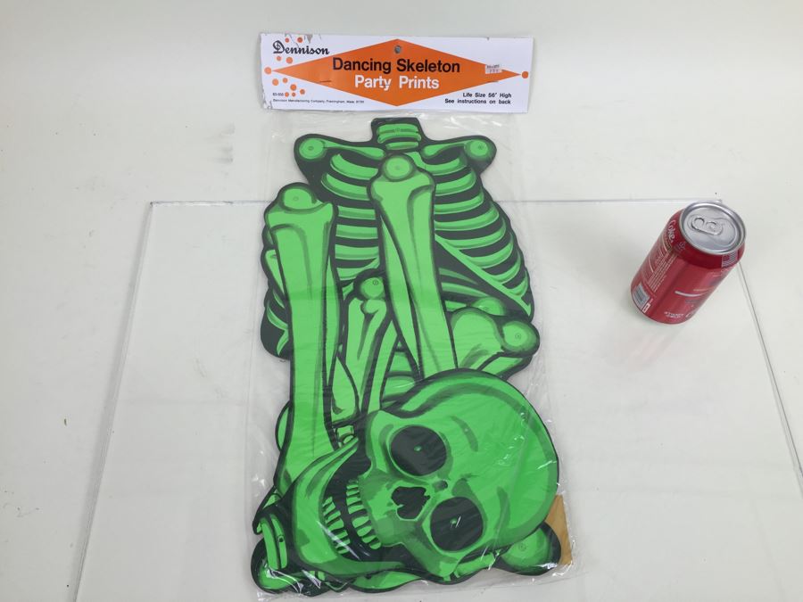 Vintage Dancing Skeleton Party Prints Halloween Decorations New In Packaging By Dennison Life Size 56' High