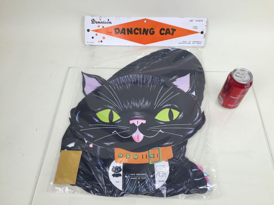 Vintage Dancing Cat Halloween Decorations New In Packaging By Dennison 48' High