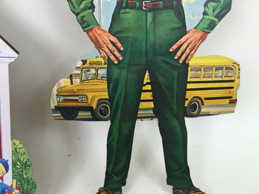 Vintage School Cut Outs: Bus, Tractor, Farmer, Barn And Schoolhouse [Photo 5]