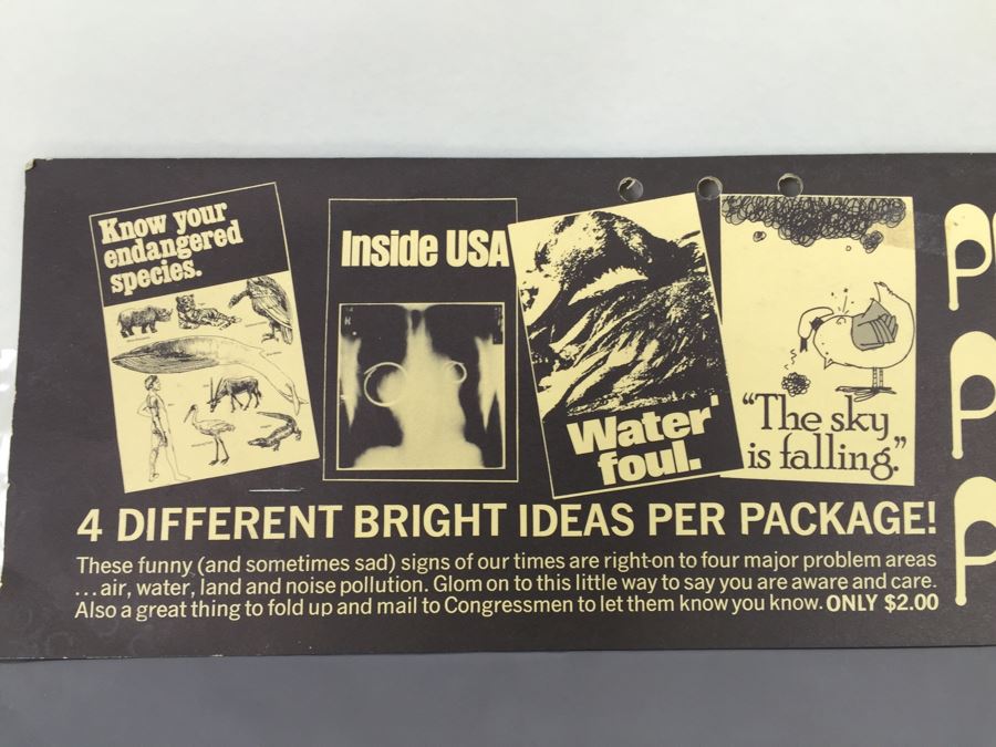 Large Pollution Protest Posters (4) Posters 'The Sky Is Falling' 'Know Your Endangered Species' New Old Stock Rickie Tickie Vintage 1970 [Photo 11]