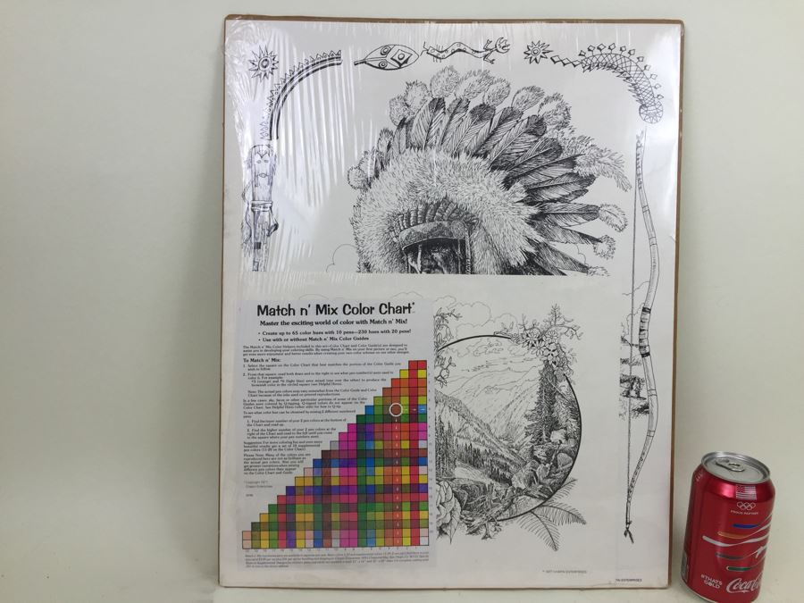 Fun Art Poster Coloring Set 'The Chief' Indian New Old Stock Sealed Chapin Enterprises Vintage 1978 [Photo 3]