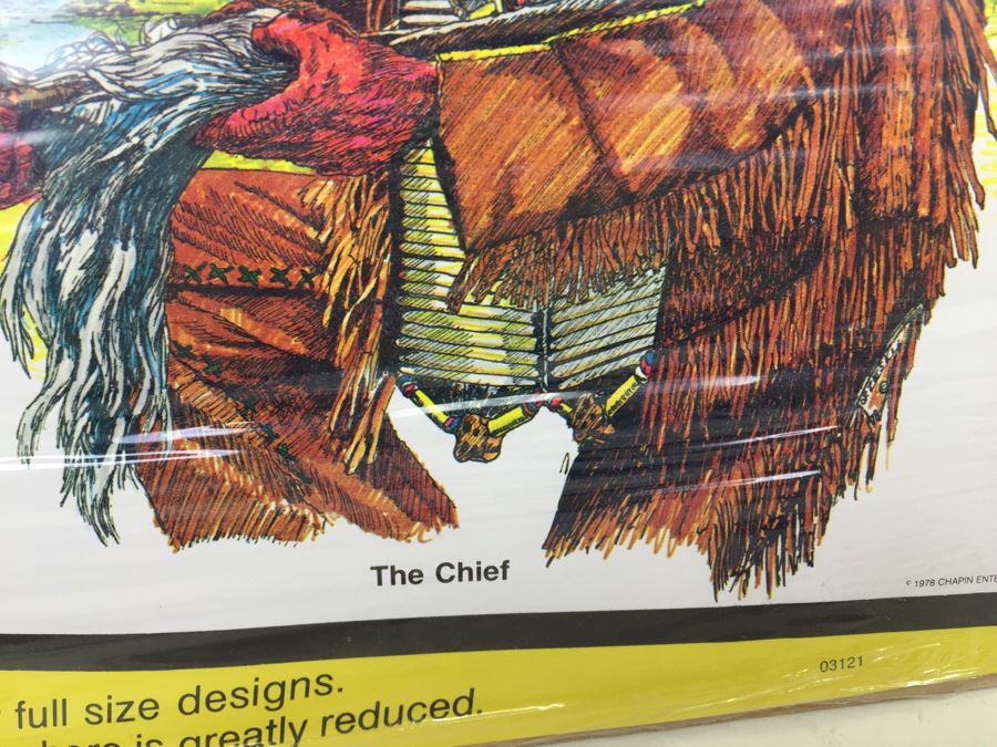 Fun Art Poster Coloring Set 'The Chief' Indian New Old Stock Sealed Chapin Enterprises Vintage 1978 [Photo 5]