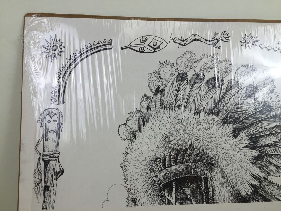 Fun Art Poster Coloring Set 'The Chief' Indian New Old Stock Sealed Chapin Enterprises Vintage 1978 [Photo 11]