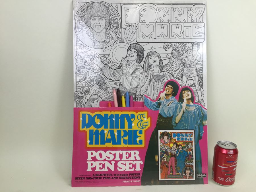 Donny & Marie Osmond Poster Pen Set Craft House New Old Stock Sealed Vintage 1977