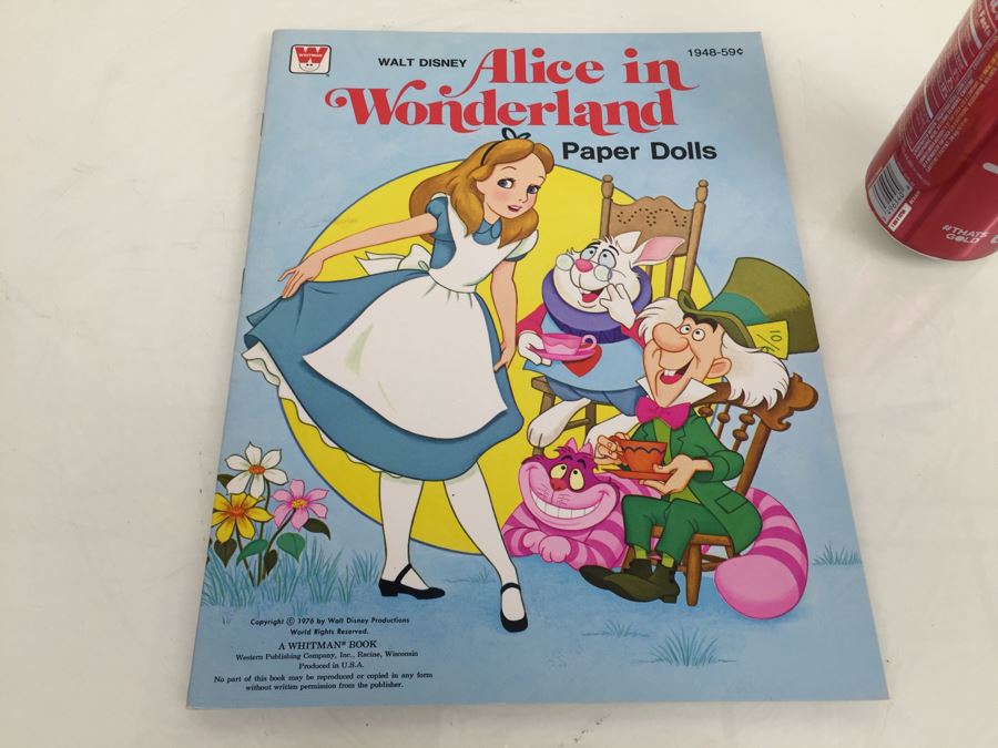 Walt Disney Alice In Wonderland Paper Doll Book Whitman New Old Stock Vintage 1976