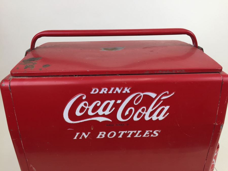 Drink Coca-Cola In Bottles Mid-Century Cavalier Red Cooler With Bottle ...