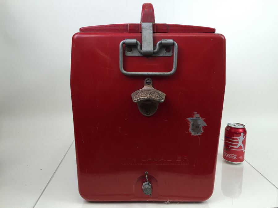Drink Coca-Cola In Bottles Mid-Century Cavalier Red Cooler With Bottle Opener [Photo 8]