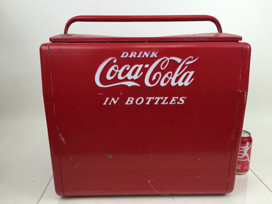 Drink Coca-Cola In Bottles Mid-Century Cavalier Red Cooler With Bottle ...