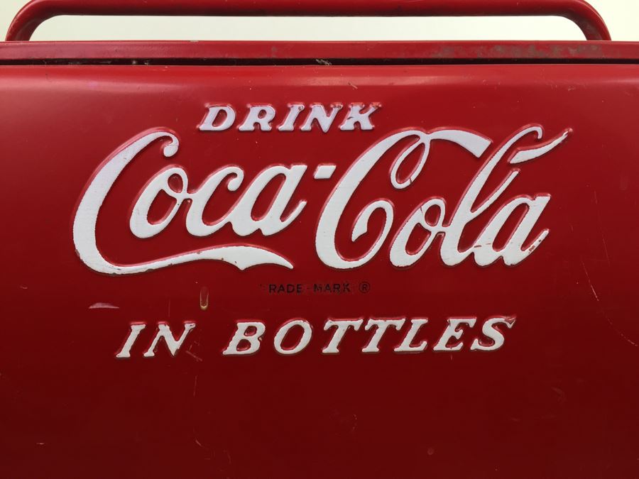 Drink Coca-Cola In Bottles Mid-Century Cavalier Red Cooler With Bottle Opener [Photo 5]
