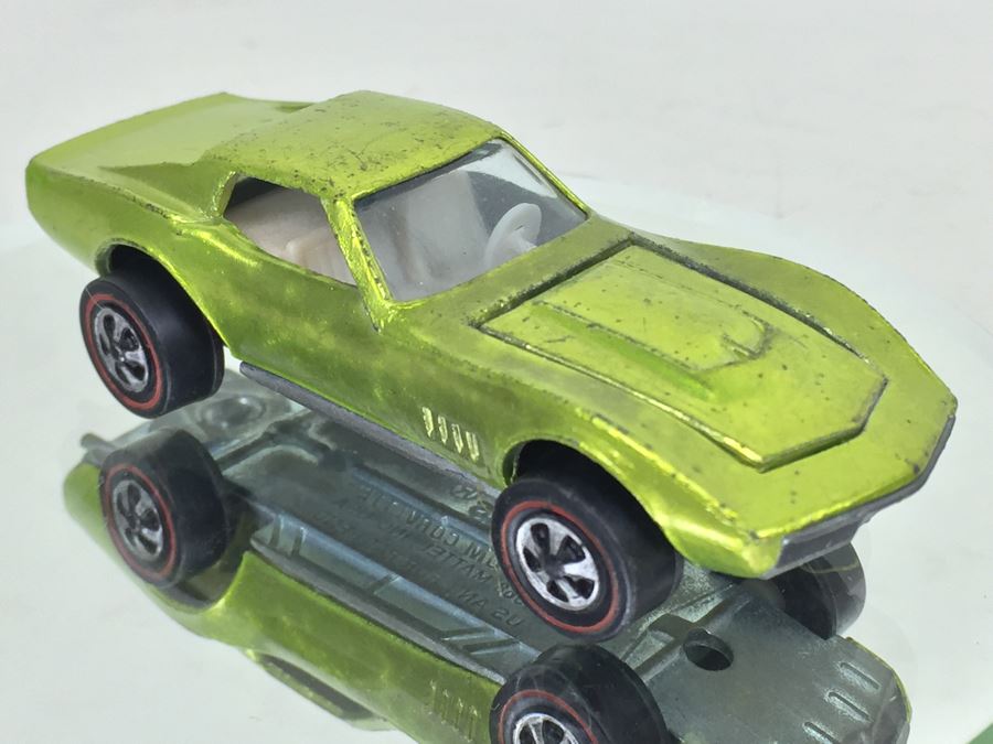 HOT WHEELS Redline 'Custom Corvette' Green Vintage 1968 Mattel USA [Photo 4]