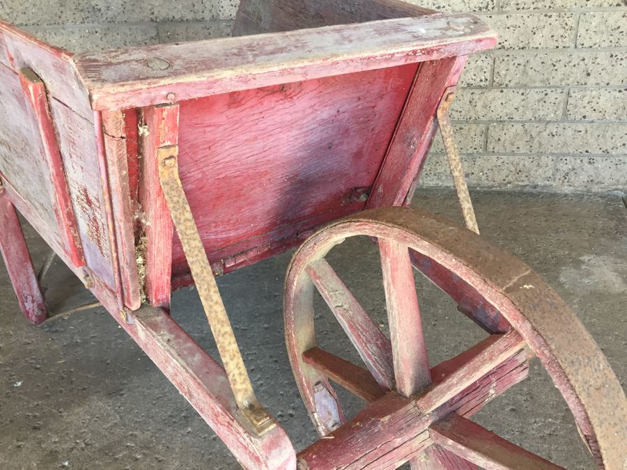 Vintage Wooden Wheelbarrow   17871 Ghc8 