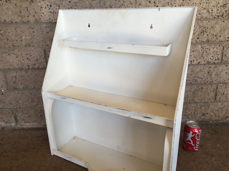 Vintage Metal Wall Shelf Painted White [Photo 6]