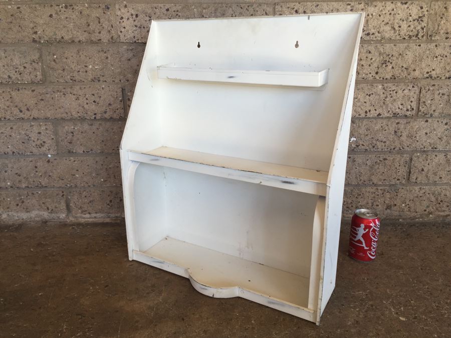 Vintage Metal Wall Shelf Painted White [Photo 5]