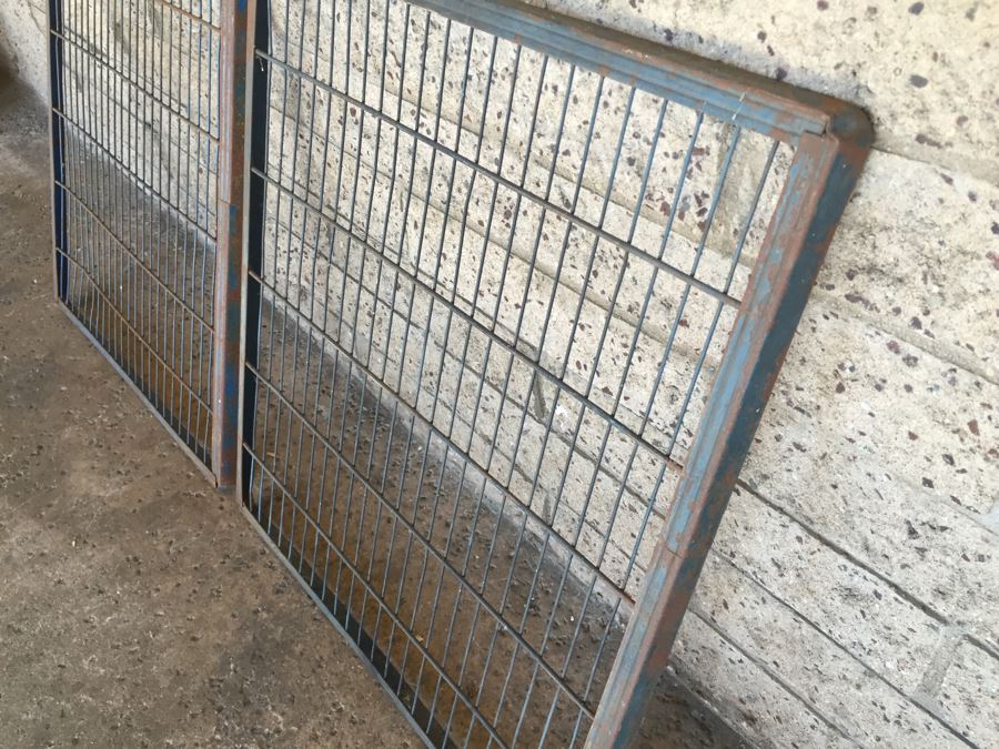Pair Of Old Blue Metal Grates Great From Hanging On The Wall And Displaying Items [Photo 2]