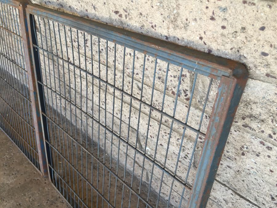 Pair Of Old Blue Metal Grates Great From Hanging On The Wall And Displaying Items [Photo 6]
